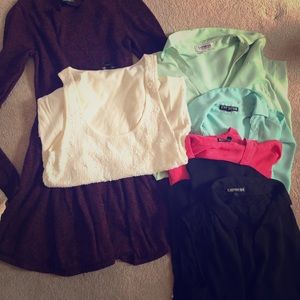 All express. Small red dress. The rest are xs